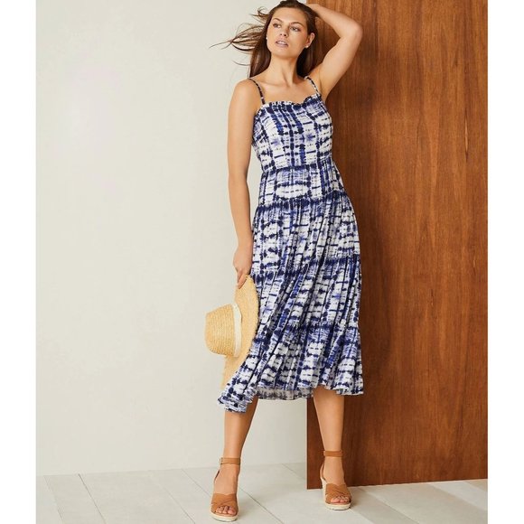 Alex Marie Dresses & Skirts - Alex Marie Leslie Tie Dye Square Neck Sleeveless Midi Dress Blue White Size 16